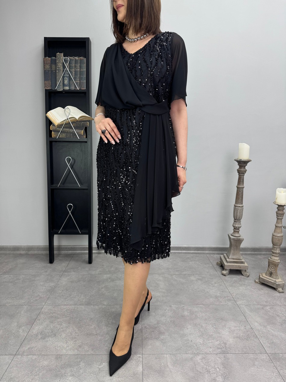 Payetli Abiye Elbise 3429
