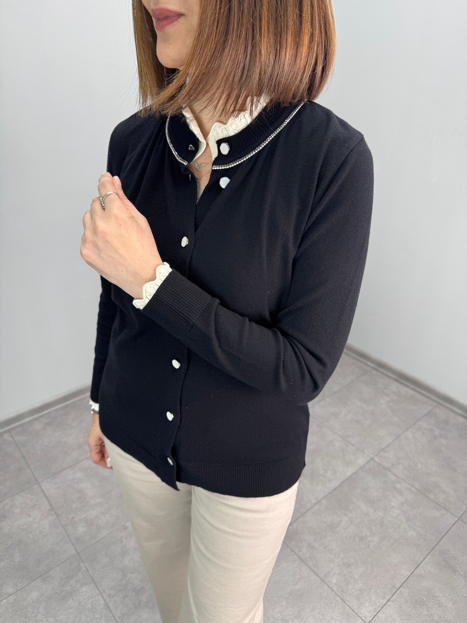 Kristal Taşlı Triko Hırka 3982