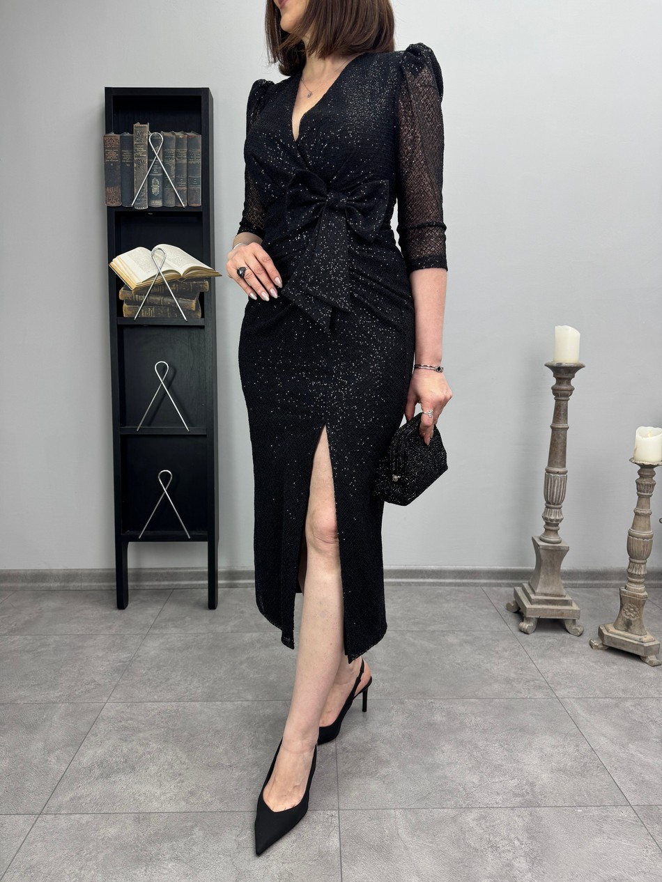Fiyonklu Abiye Elbise 3491