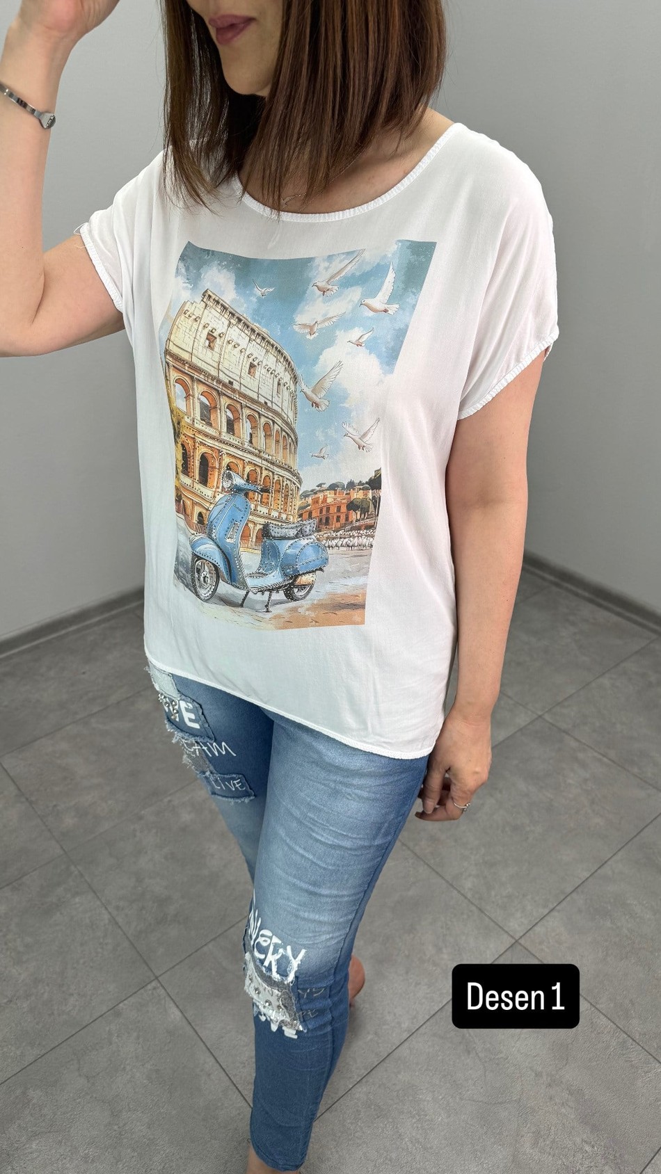 Üzeri Taşlı İthal Bluz 3714