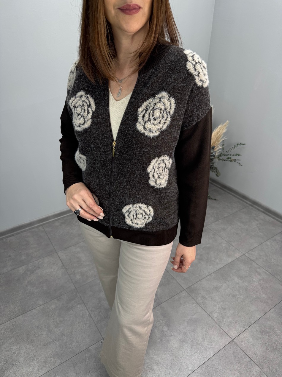 Önü Angora Triko Bomber Ceket 3979