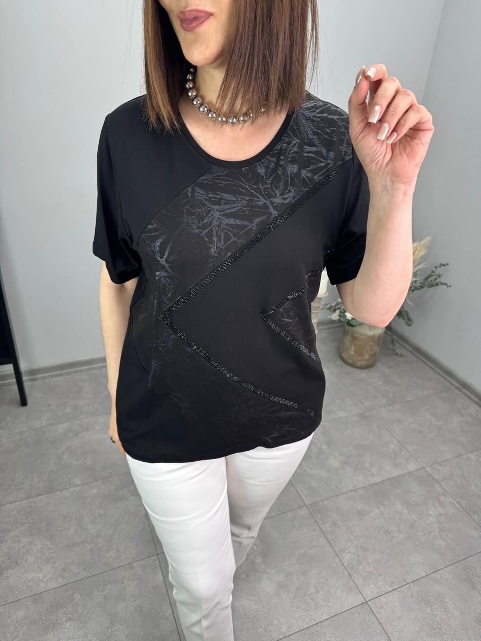 Taşlı Viscon Penye Bluz 3409