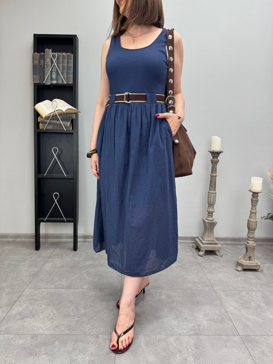 Ribanalı Pamuklu İthal Elbise 3761