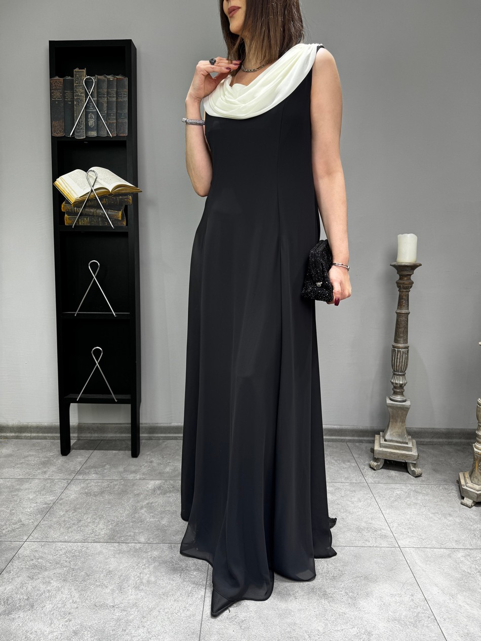 Sırt Detaylı Abiye Şifon Elbise 3133