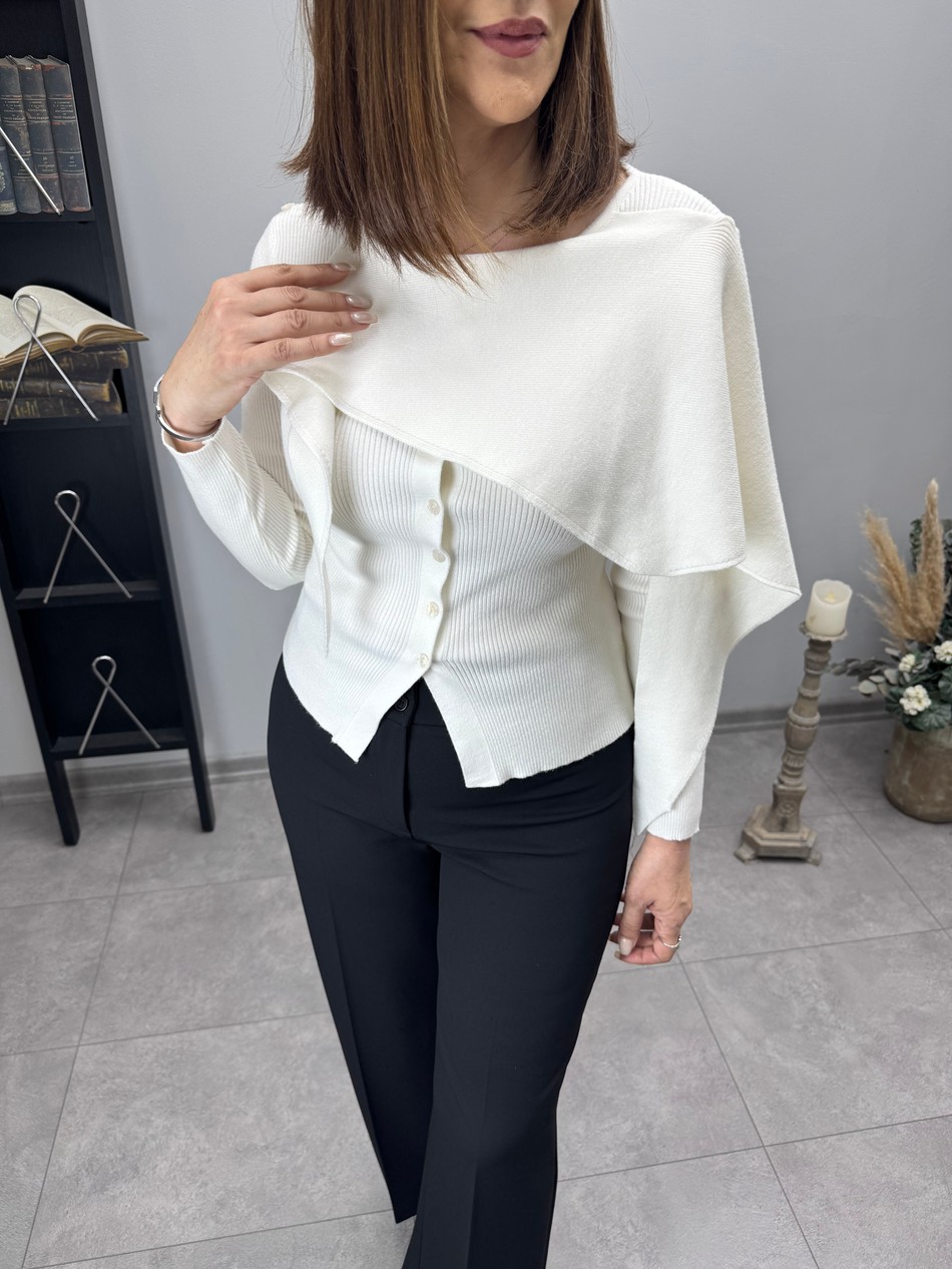 Şal Detaylı Triko Hırka 3887