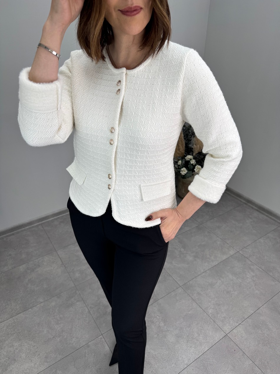 Üzeri Pul Payet İşlemeli Örme Triko Ceket 3988