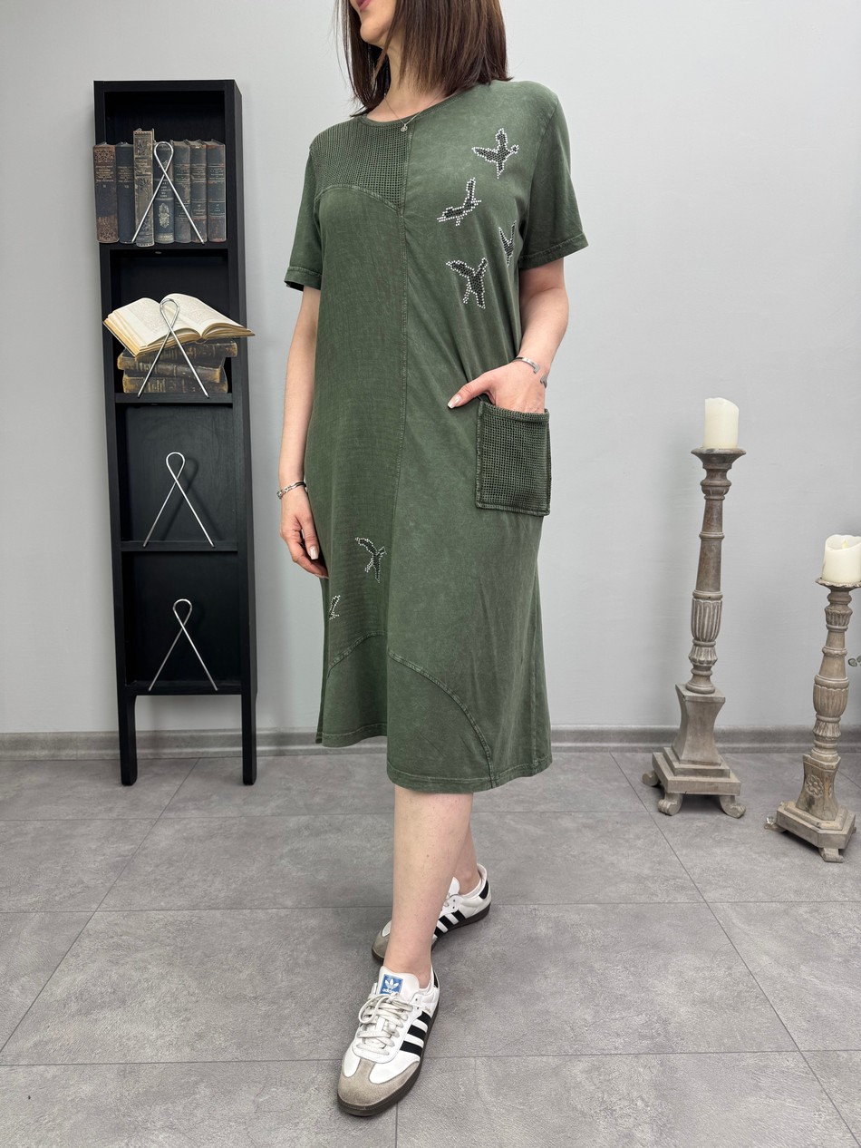 File Detaylı Pamuklu Elbise 3488