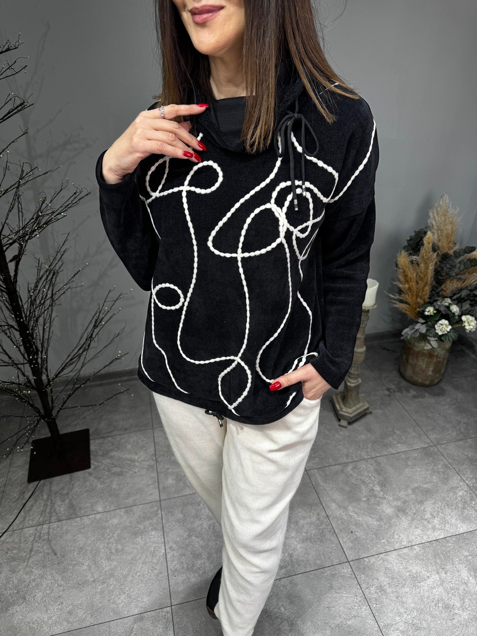 Rafya Desen İthal Kadife Sweat 2846