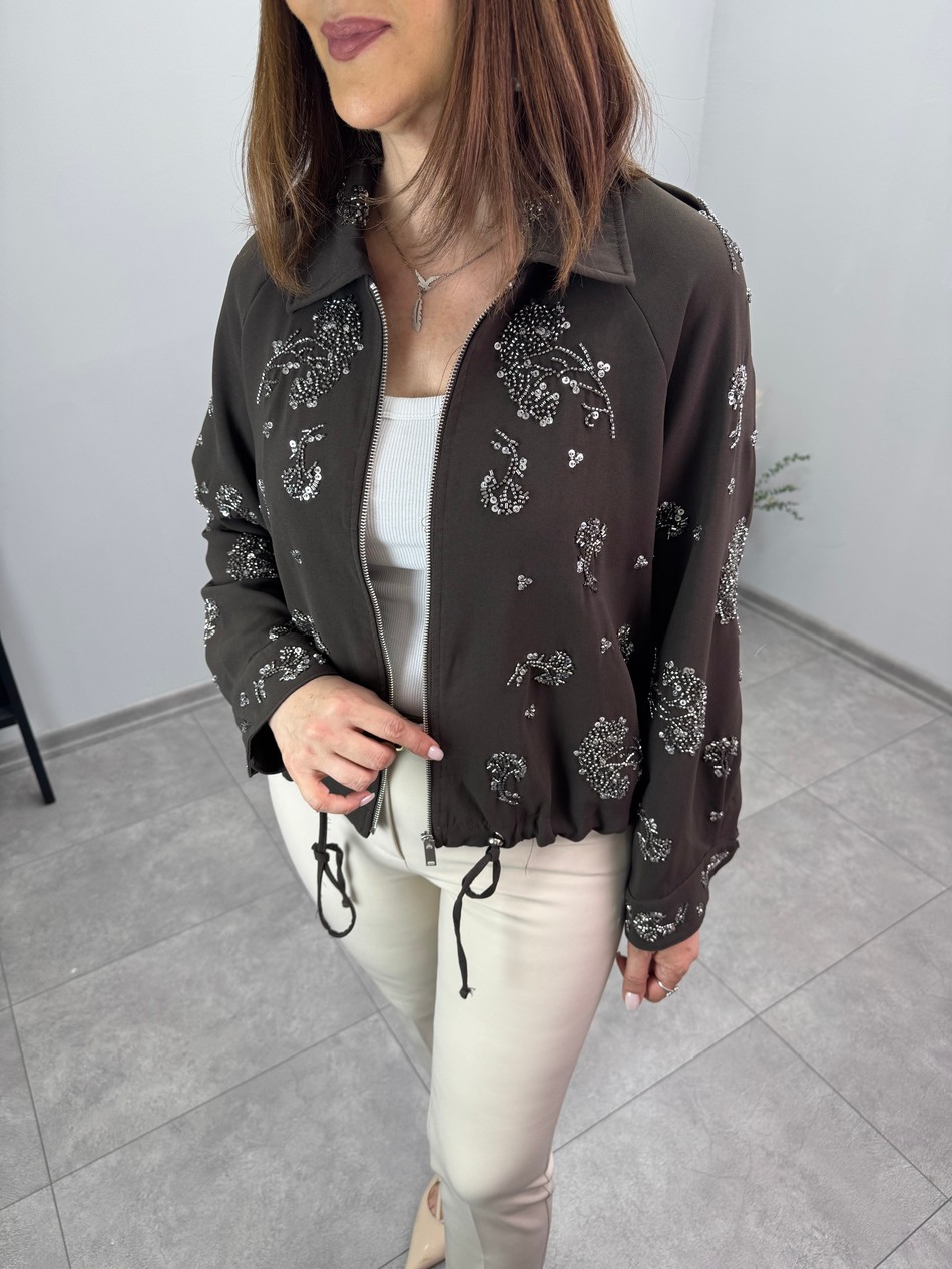 İşlemeli Tencel Tasarım Ceket 3834