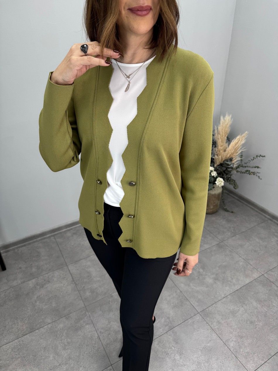 Zigzag Desen Triko Hırka Ceket 3986