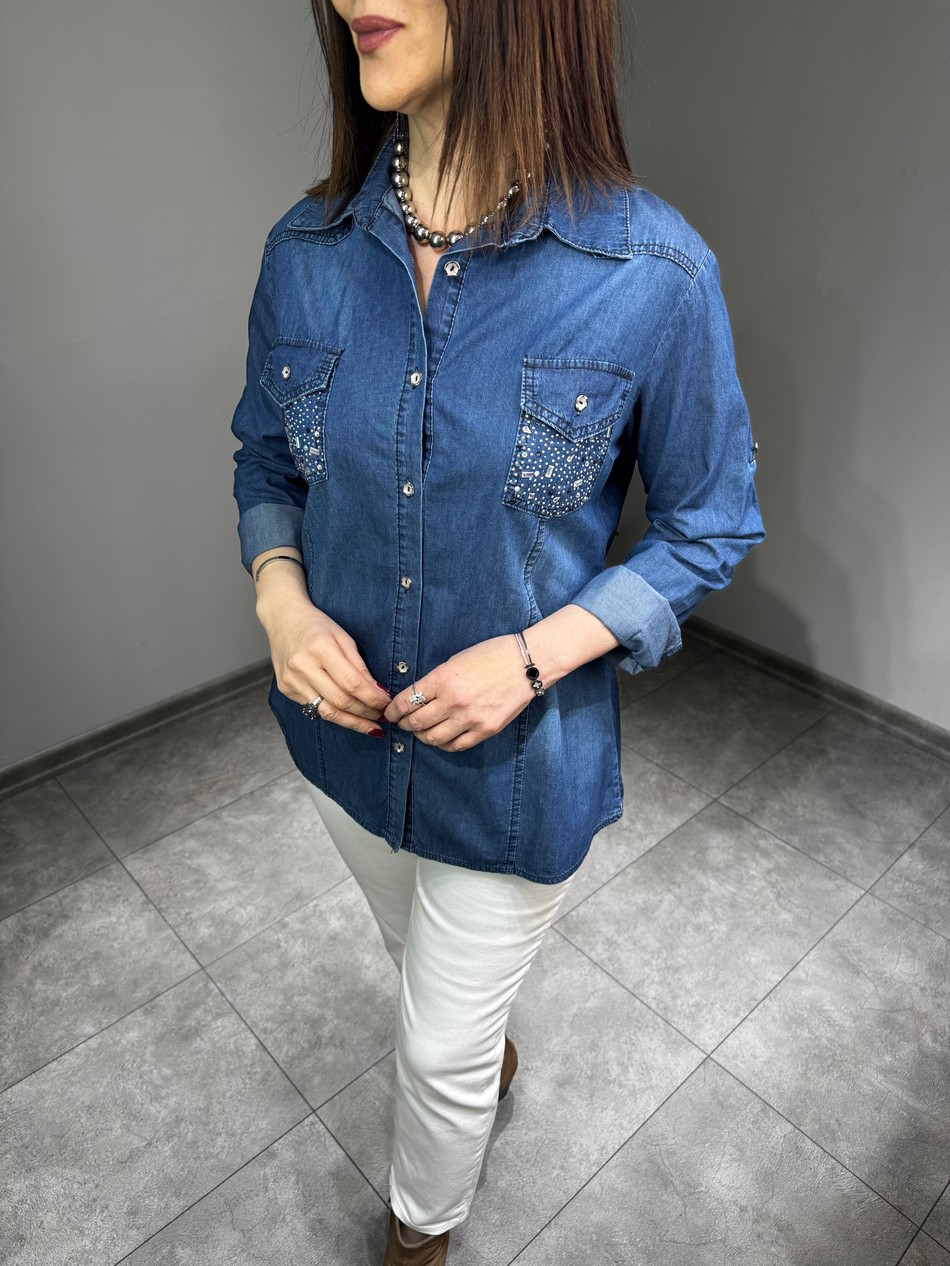 Taşlı Kot Gömlek 7580