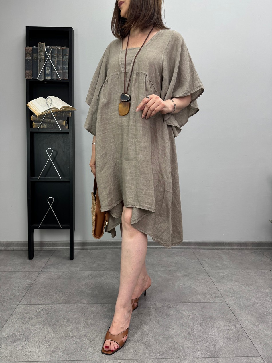 İthal Keten Elbise 3642