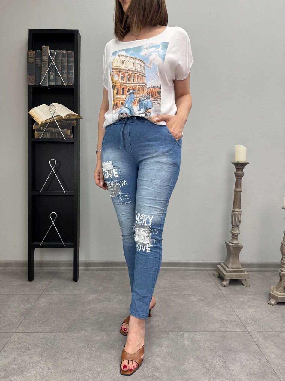 Pul Payet Detaylı İthal Jean 3713