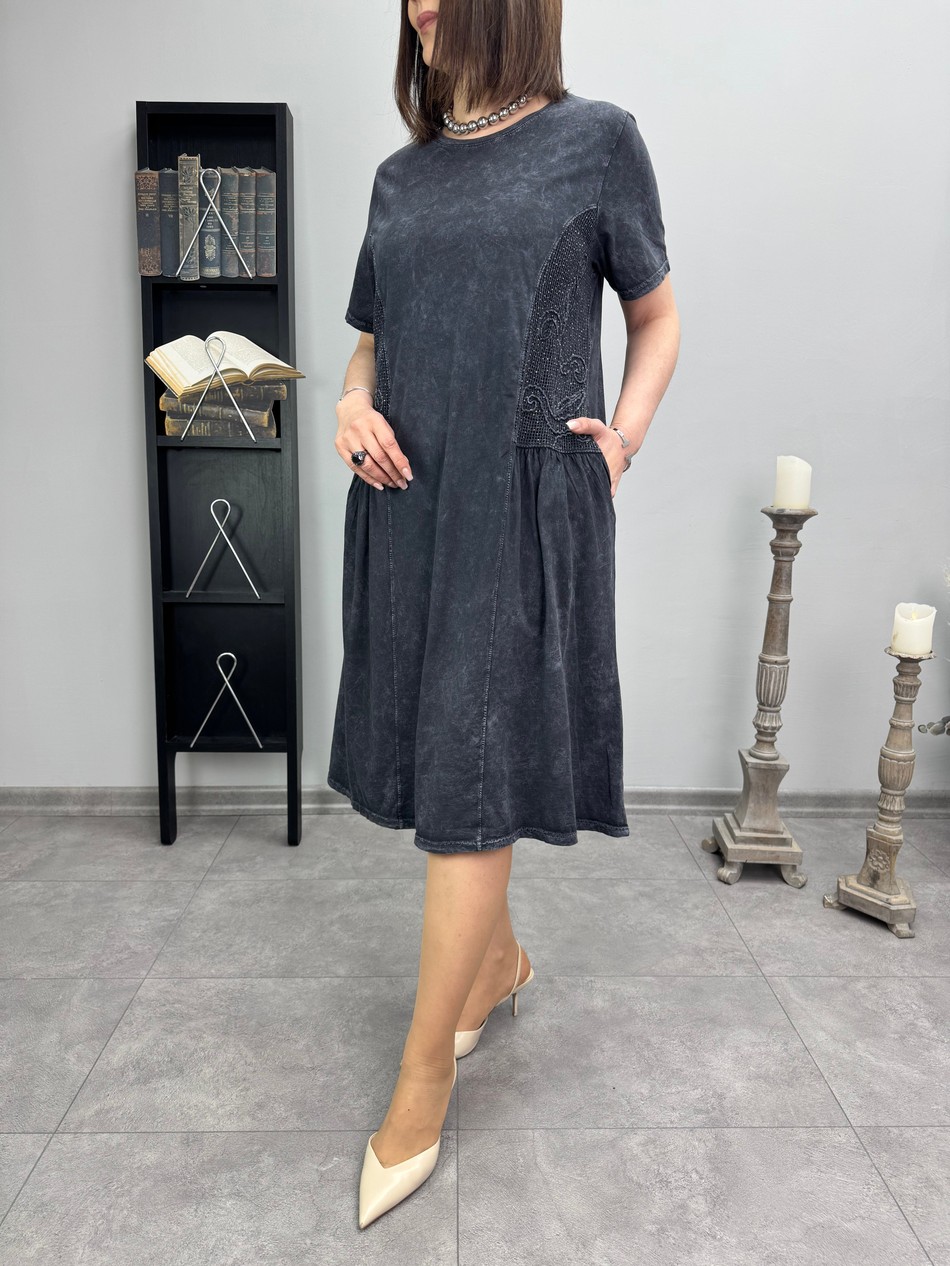 Yıkamalı Pamuklu Elbise 3428
