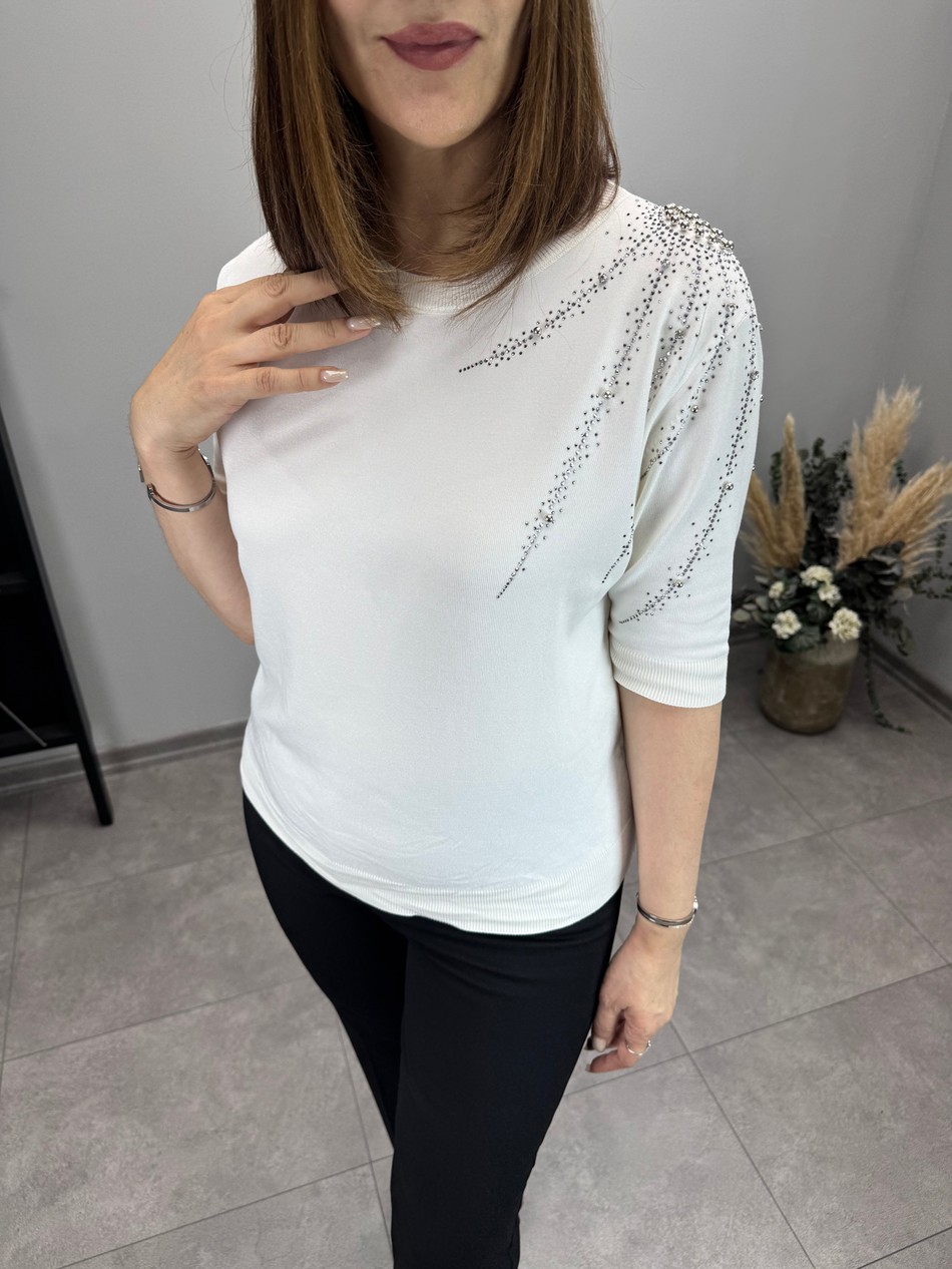 Omuzu Taşlı Kısa Kol Triko 3901