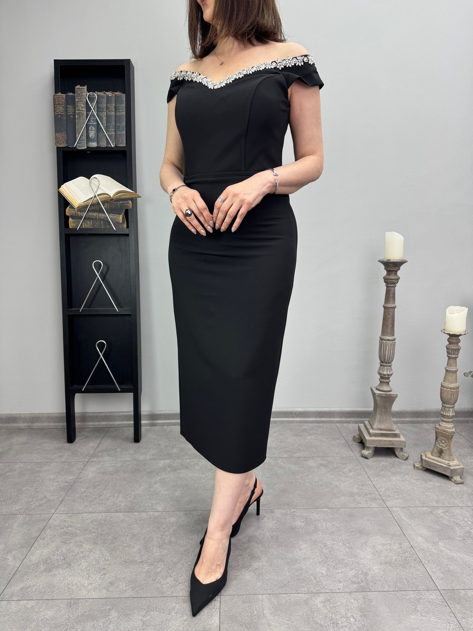 Double Kumaş Abiye Elbise 3504