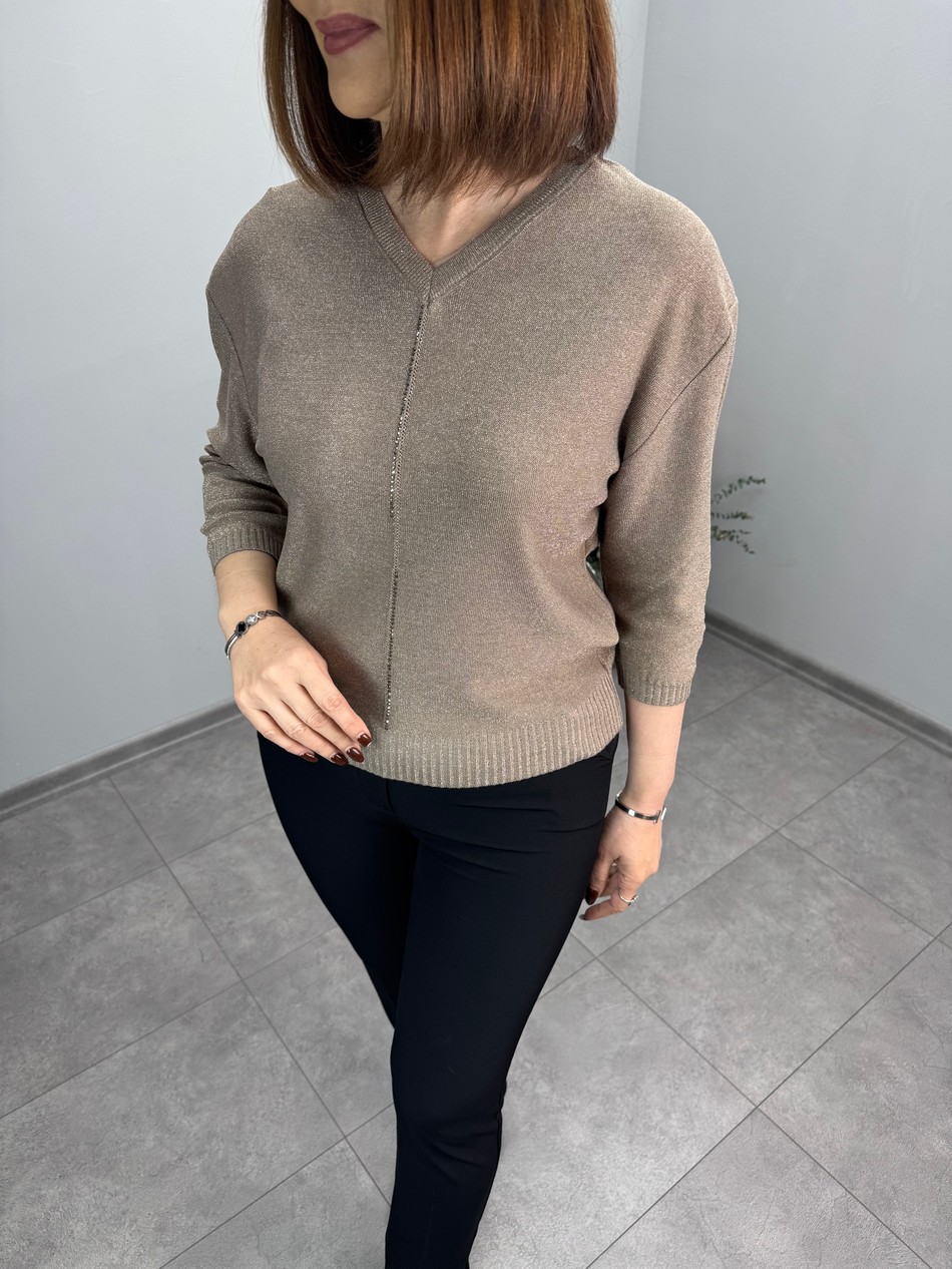 Tek Sıra Taş Baskılı Simli Triko 4118