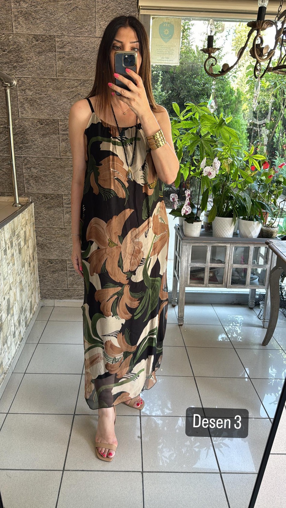 Askılı İpek İthal Elbise 7092