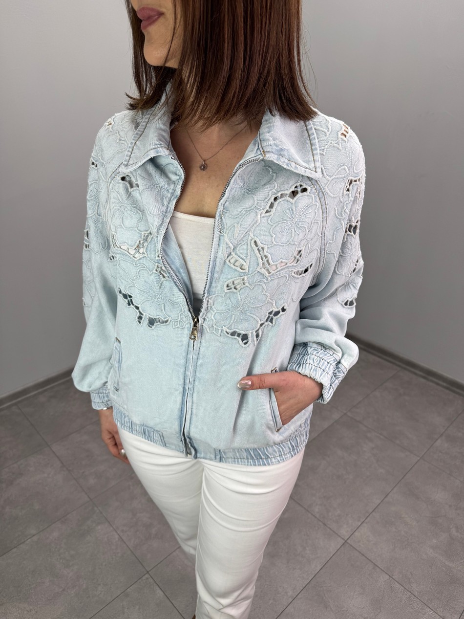 Delik İş Nakışlı Tencel Ceket 3515