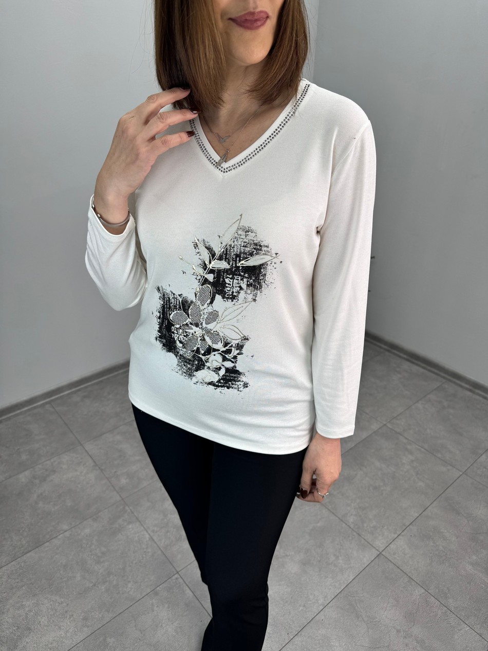 Varak Baskılı Triko Bluz 4101