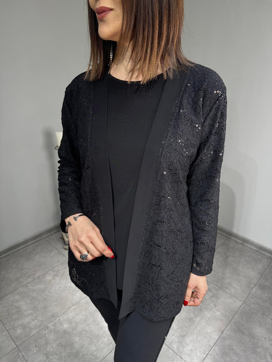 Pul Payet Dantel Ceketli Takım 3074