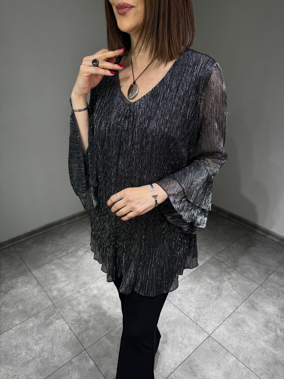 Pliseli Şifon Tasarım Tunik 3263
