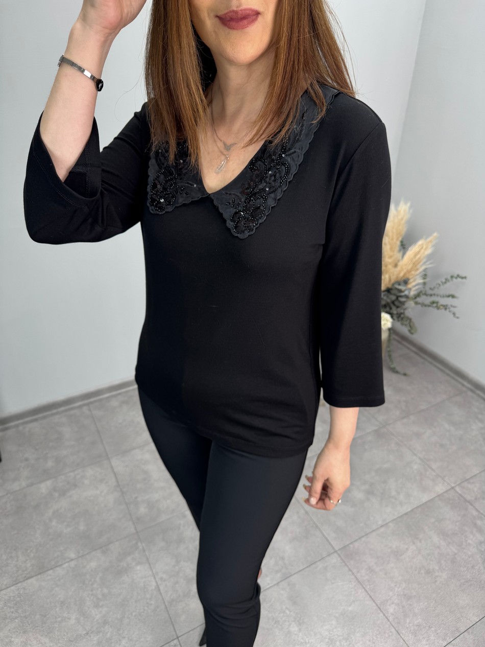 Organze Yaka Örme Triko 3972