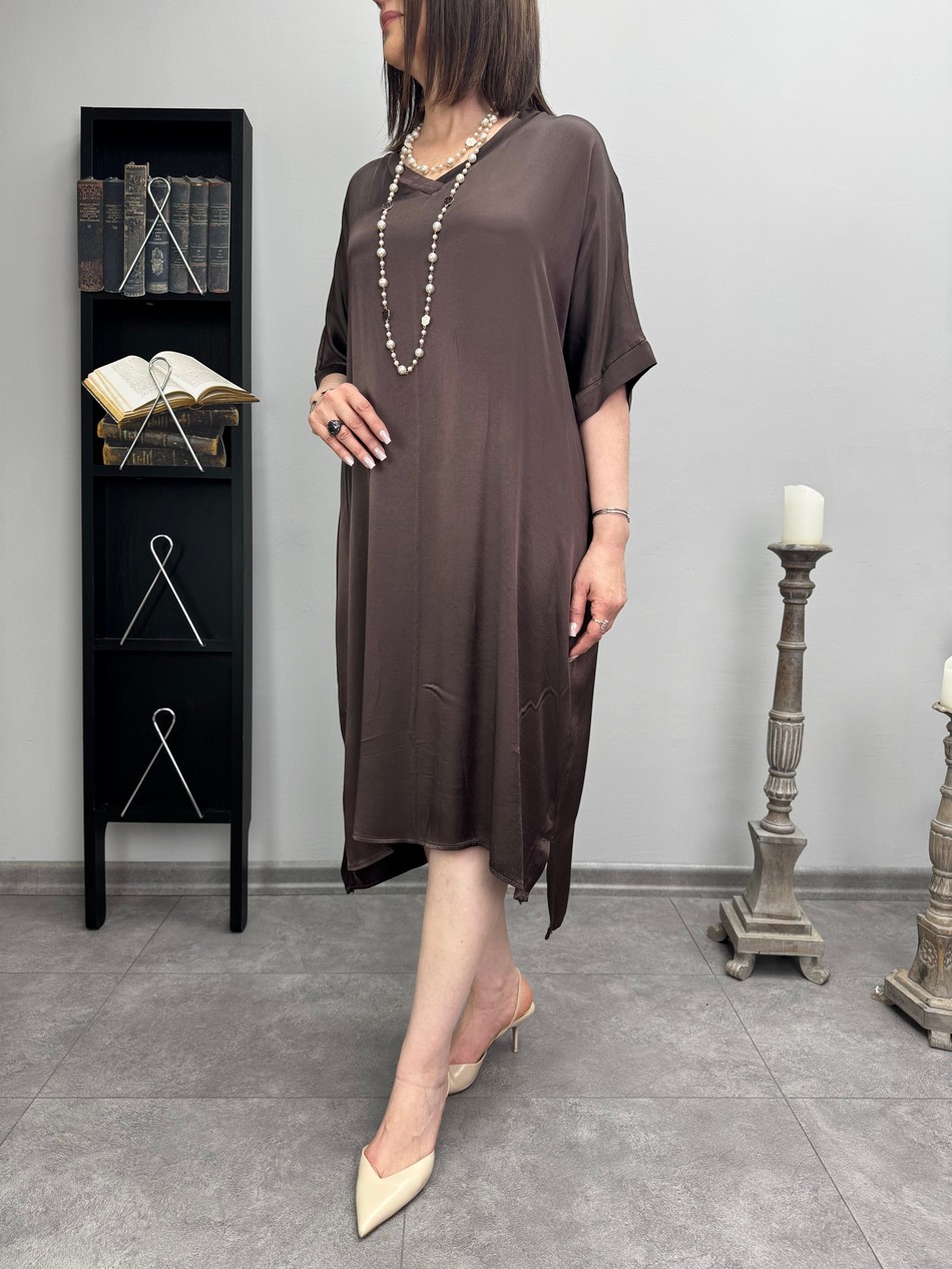 İthal İpek Saten Elbise 3348