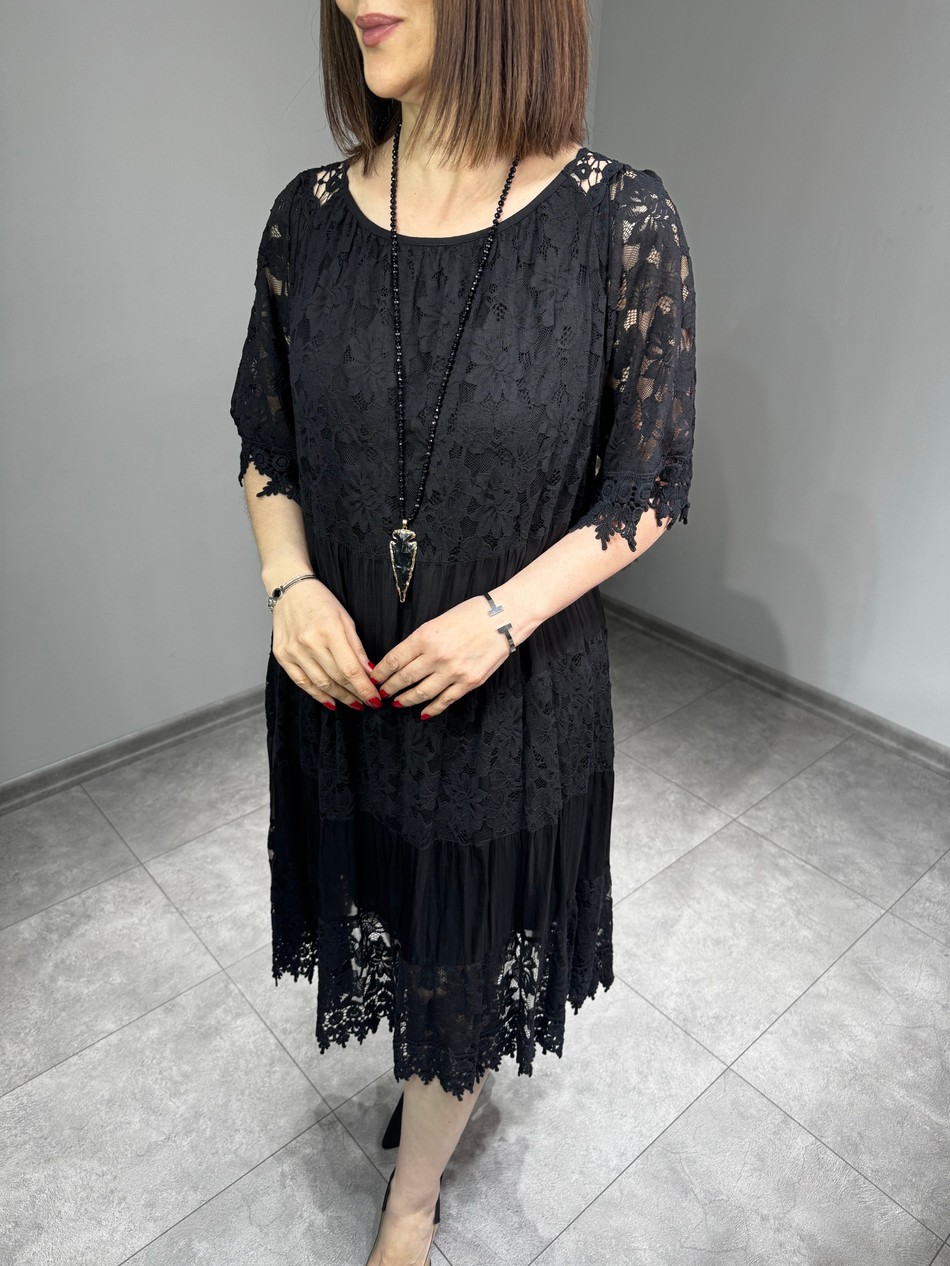 İpek Dantel Elbise 7950