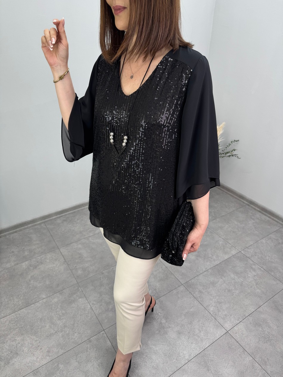 Kendinden Kolyeli Abiye Bluz 3596