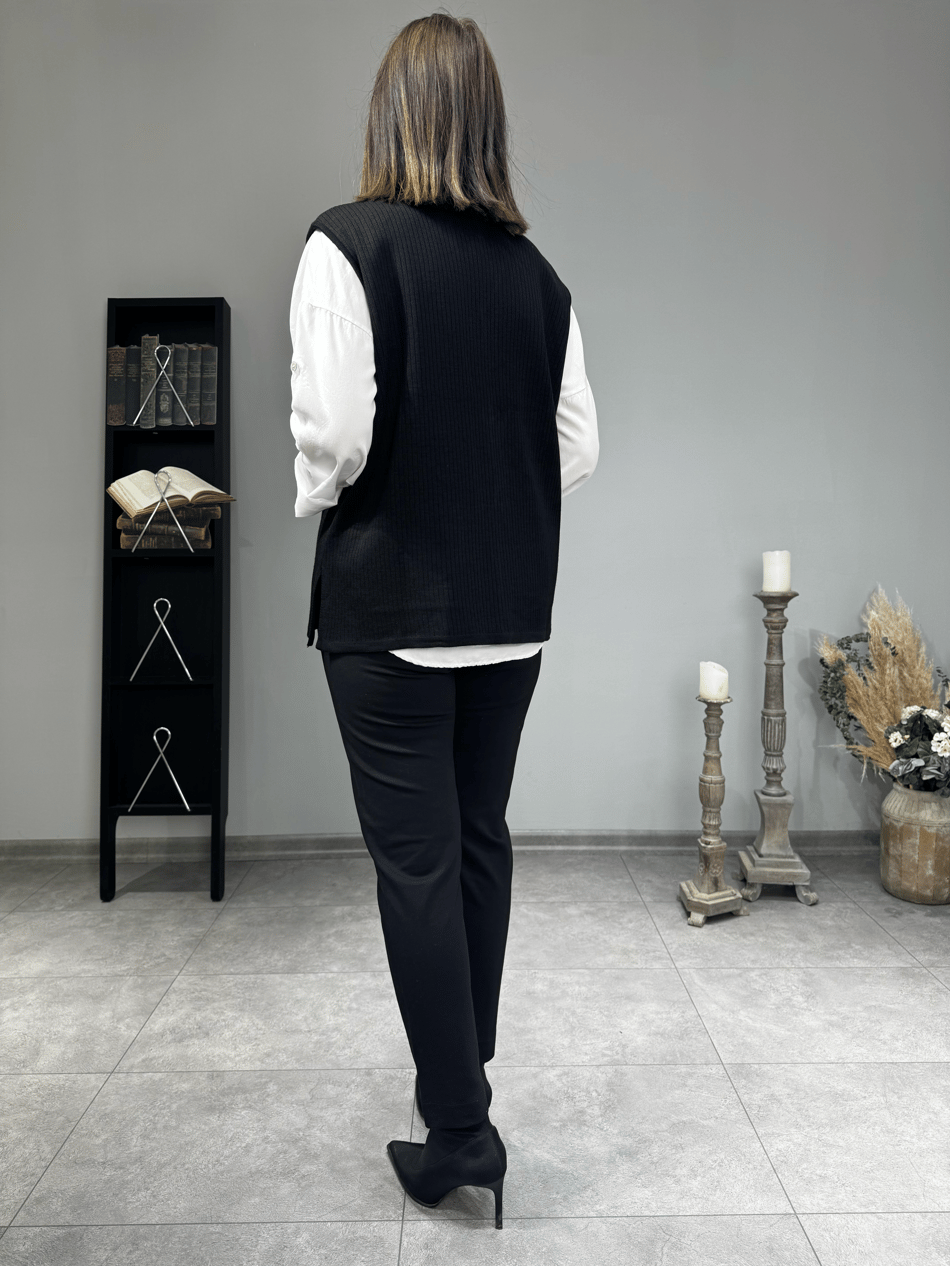 Çelik Örme Taşlı Yelek 2523