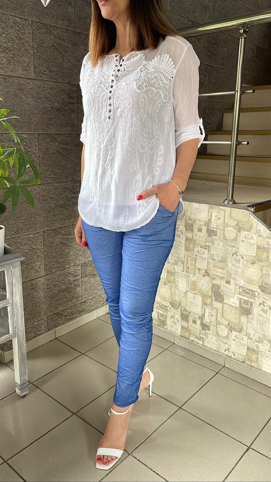 Dantel Detay Pullu Bluz 2952