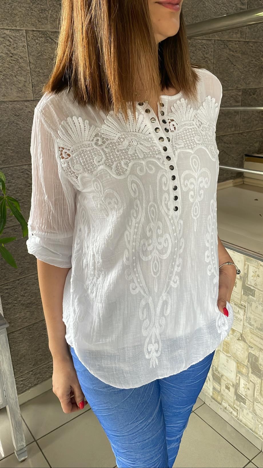 Dantel Detay Pullu Bluz 2952