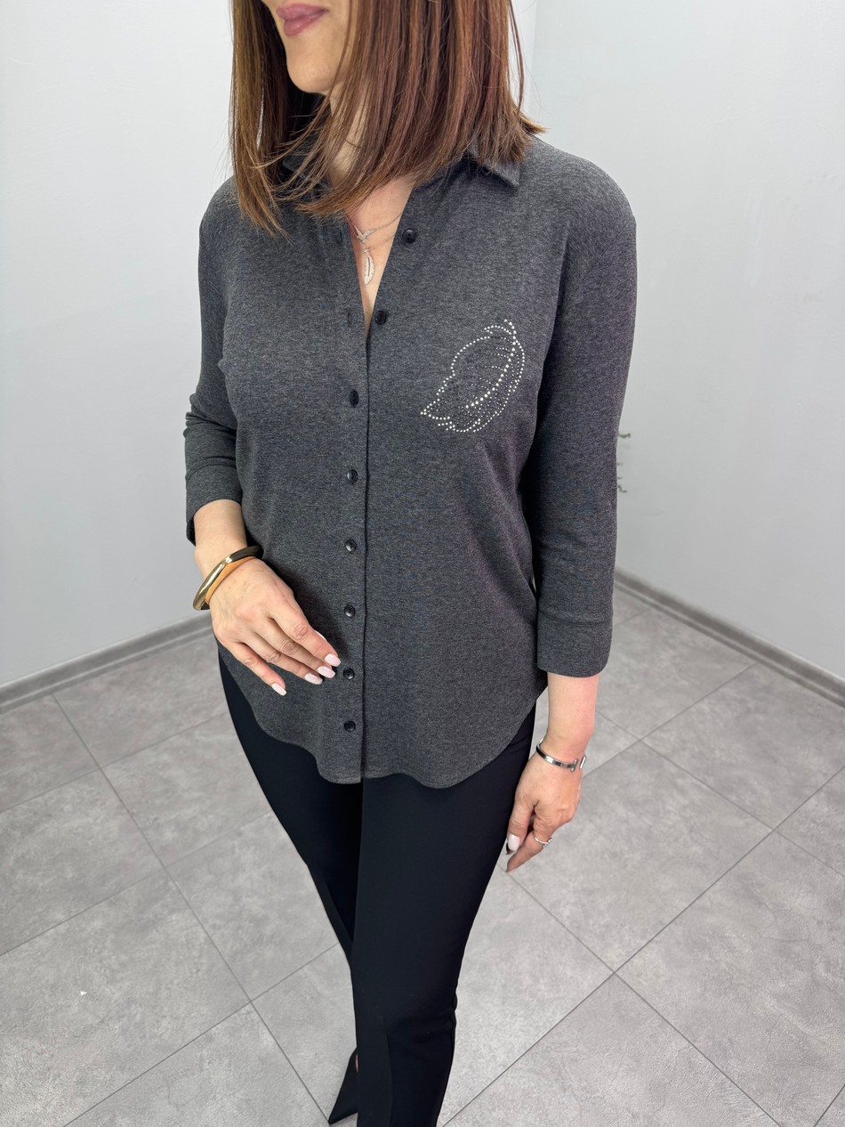 Taşlı Örme Gömlek 3848