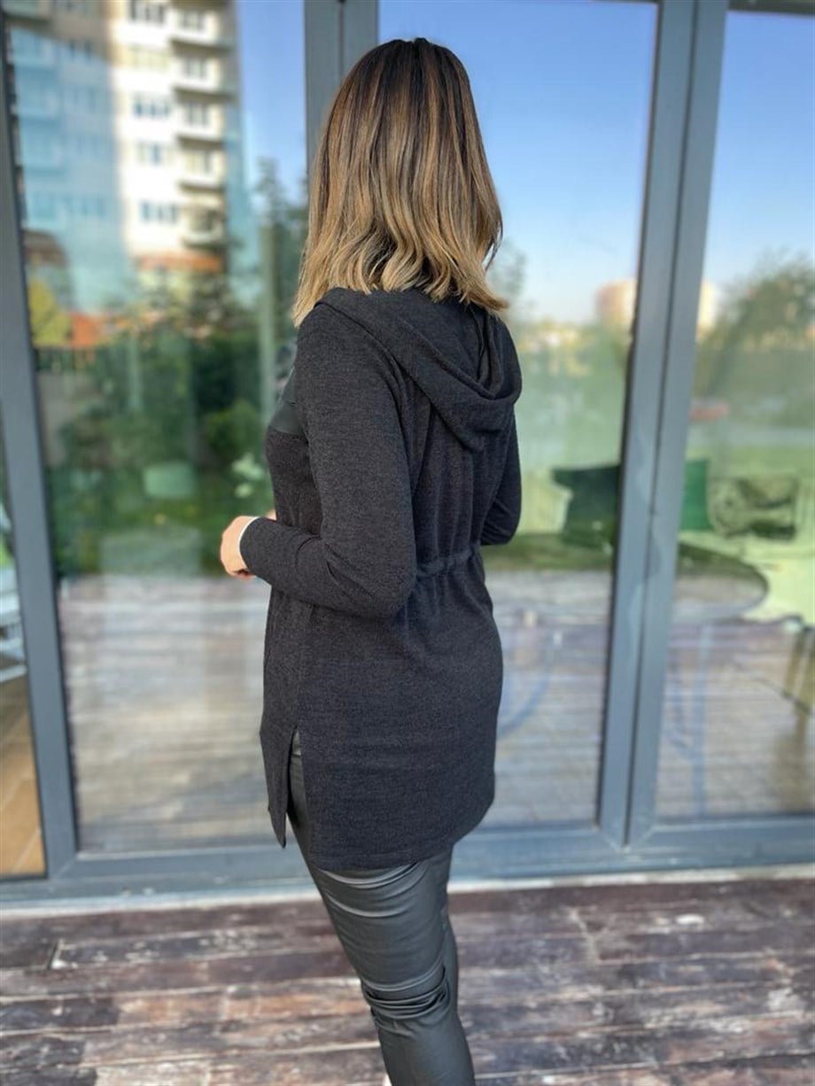 Deri Detaylı Hırka Ceket 5540