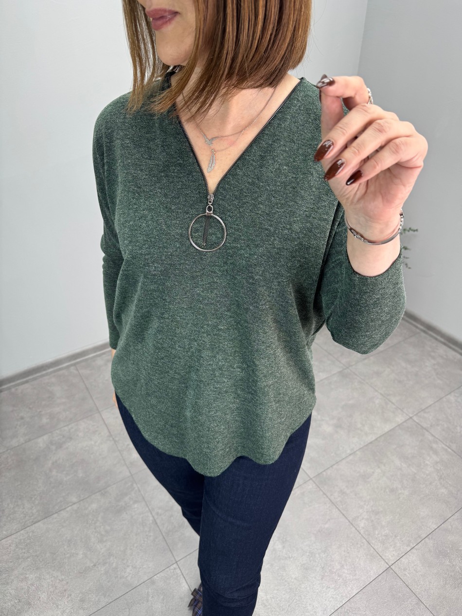 Büyük Elcikli Örme Triko Bluz 4052