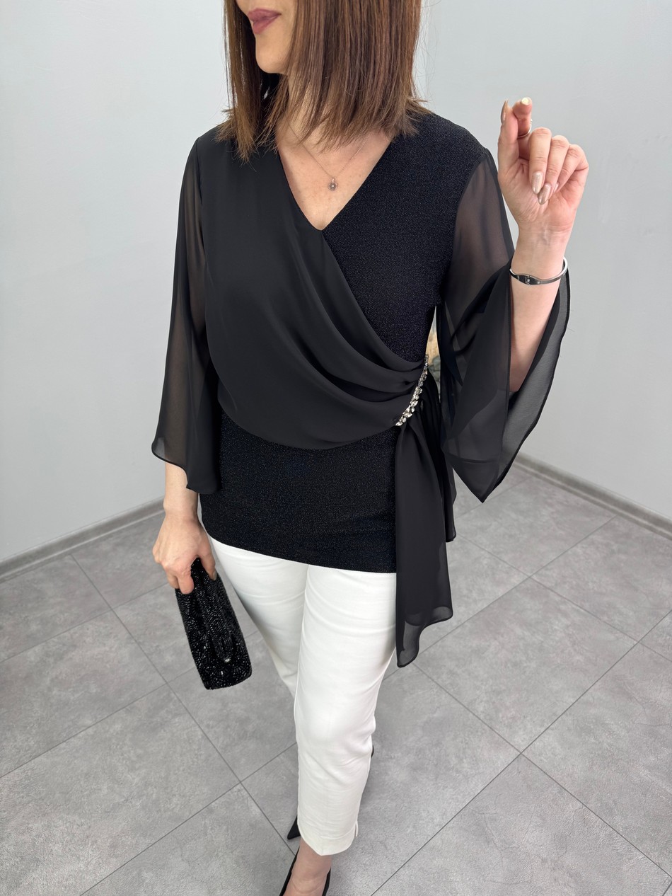 Taş Aksesuarlı Abiye Bluz 3519