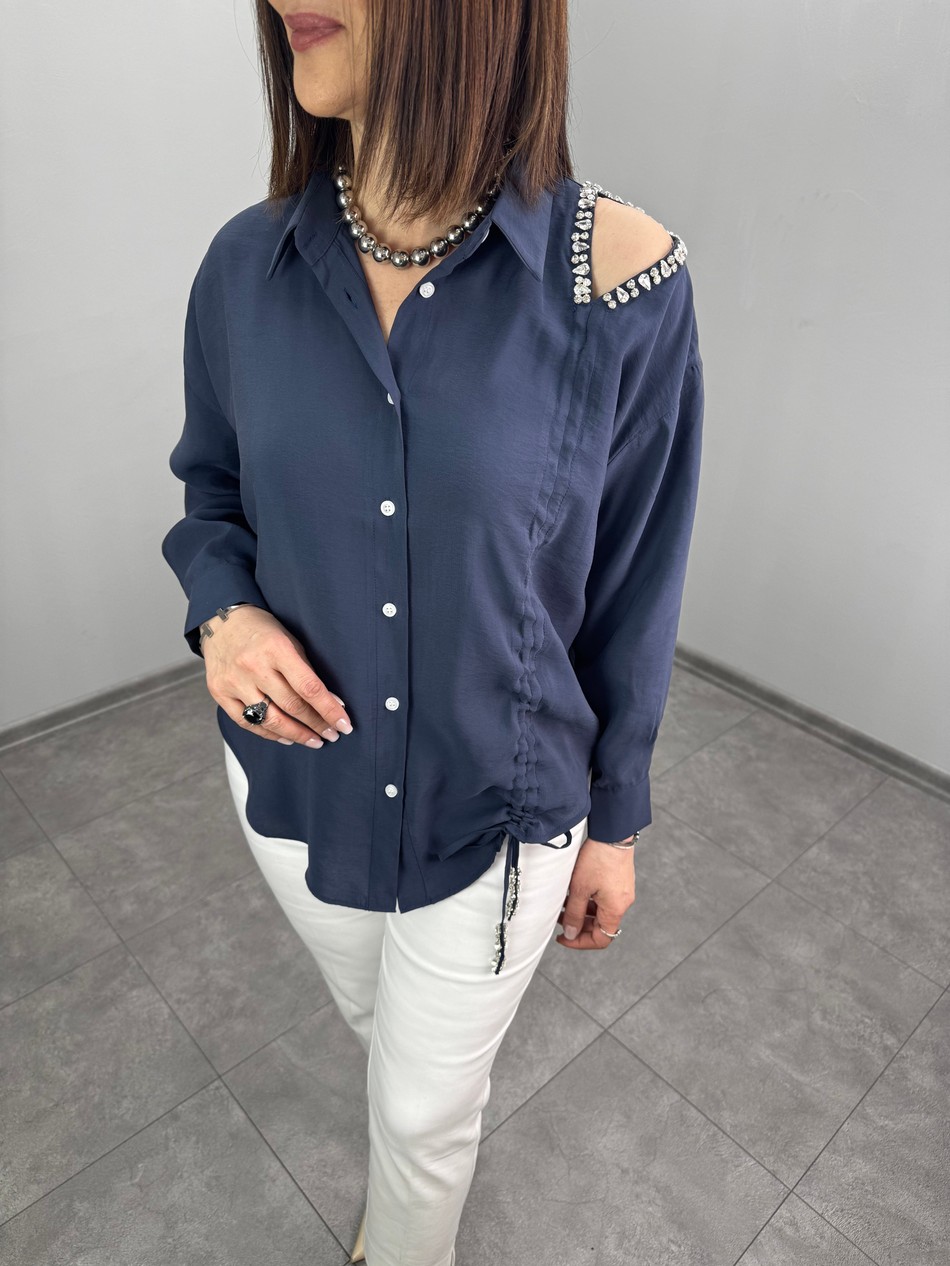 Omuzu Taş Pencereli Tasarım Gömlek 3347