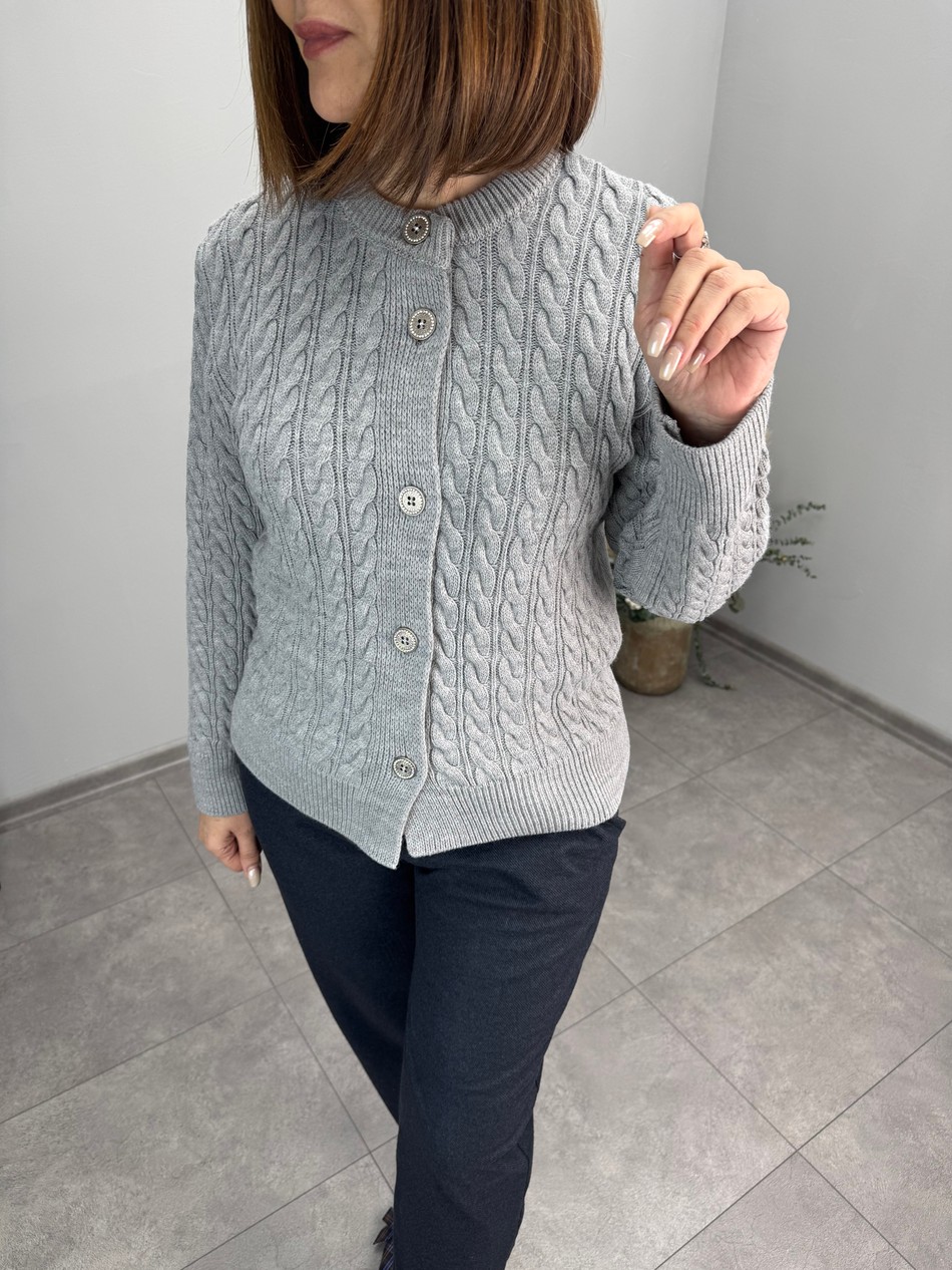 Saç Örgü Triko Hırka 3981