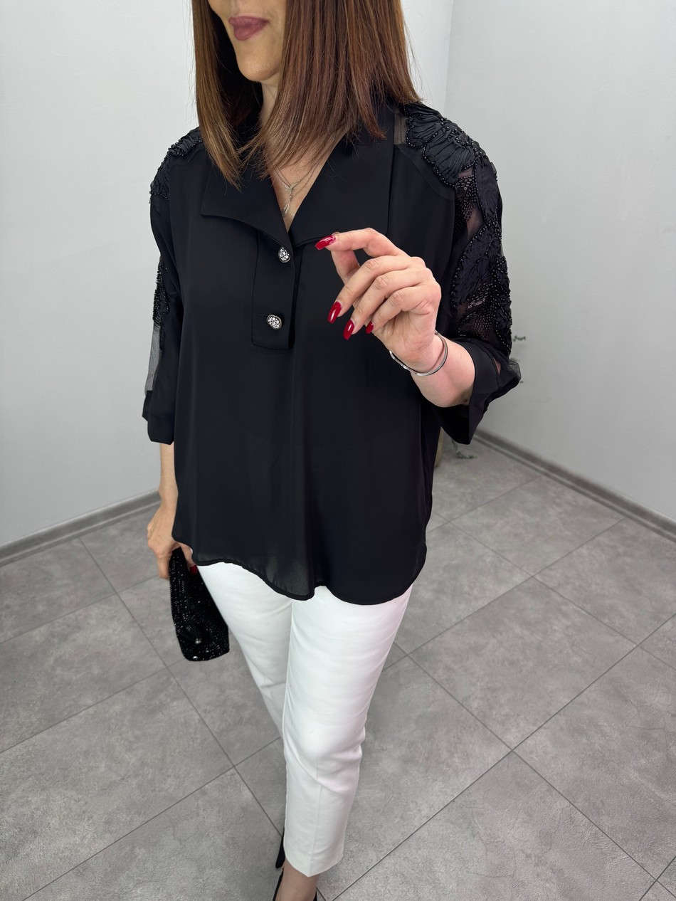 Queen Krep Tasarım Bluz 3821