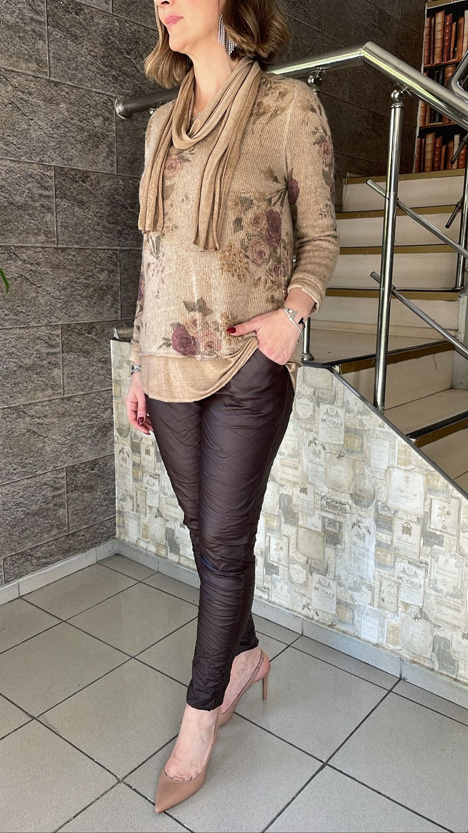 Fularlı Triko Bluz 3606
