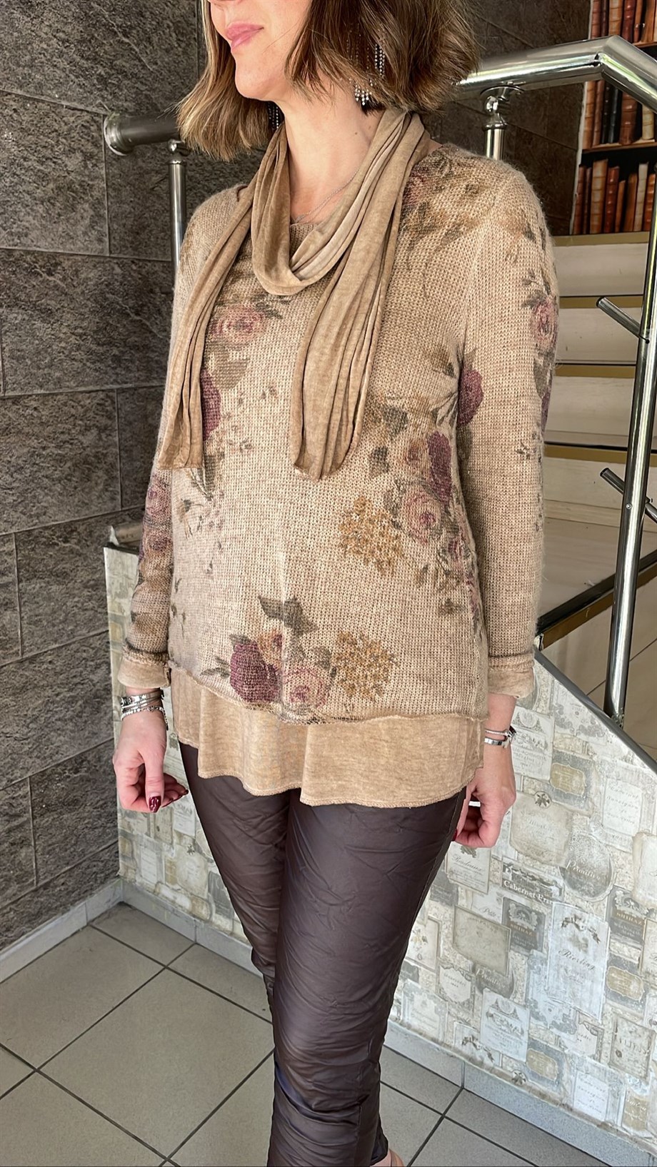 Fularlı Triko Bluz 3606