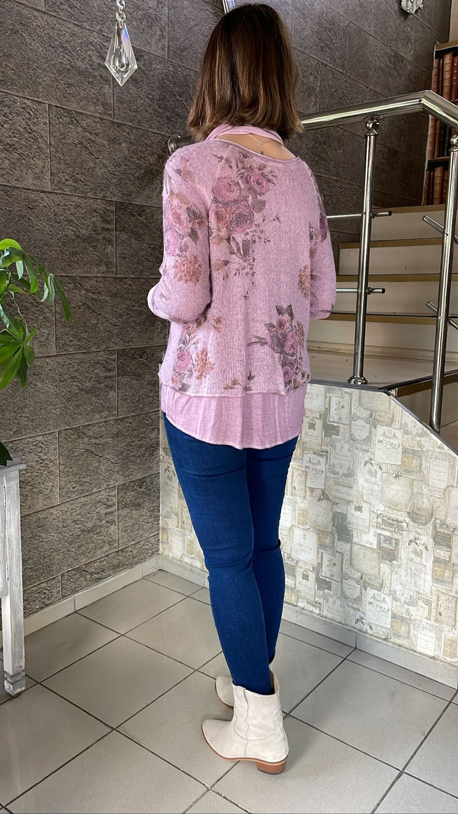 Fularlı Triko Bluz 3606