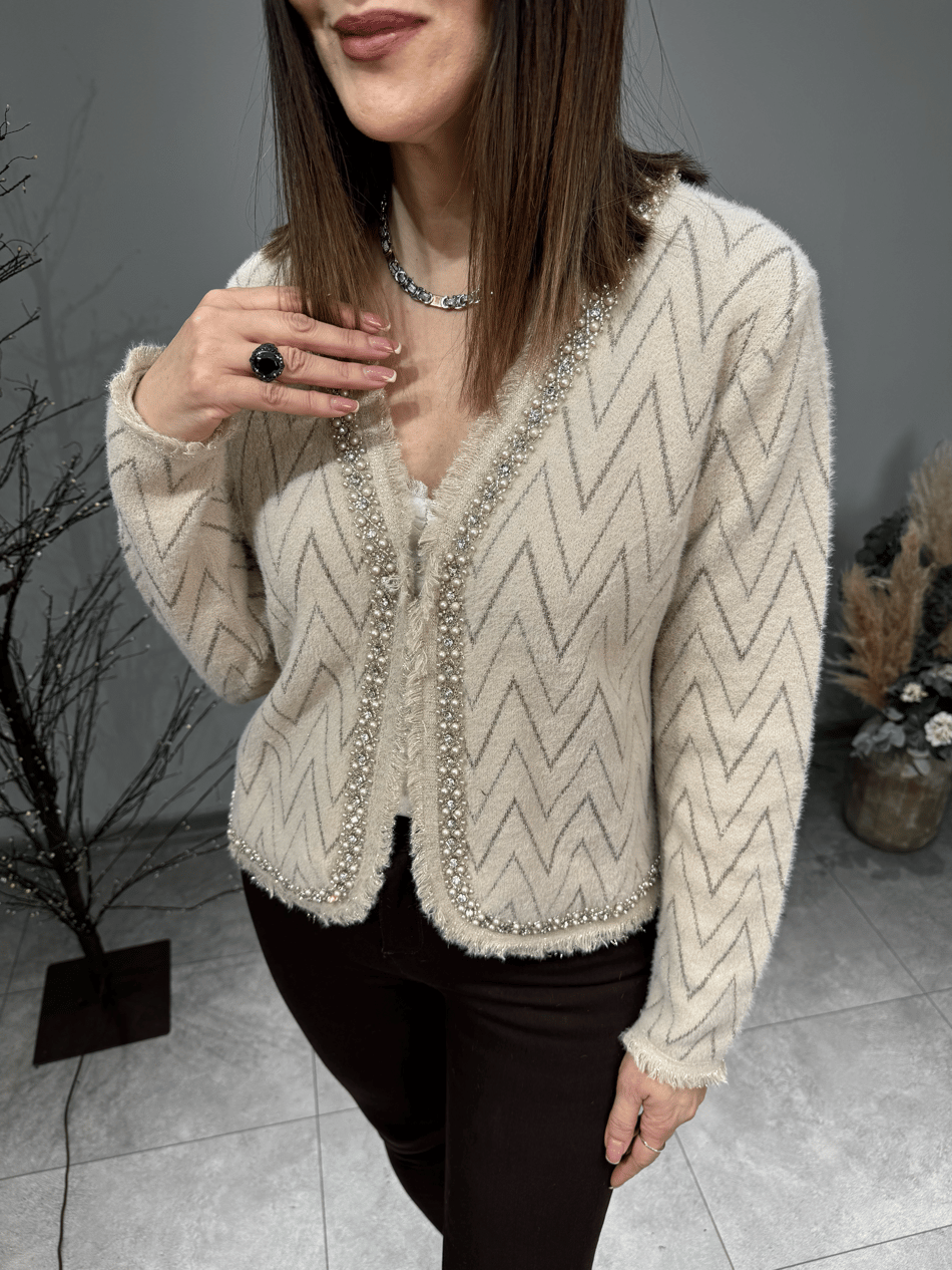 İncili Yerli Angora Hırka Ceket 2739