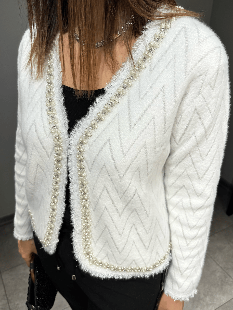 İncili Yerli Angora Hırka Ceket 2739