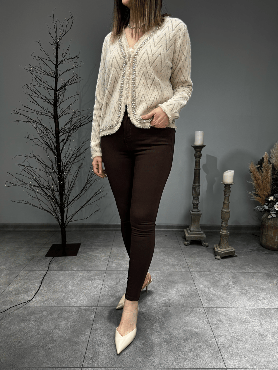 İncili Yerli Angora Hırka Ceket 2739