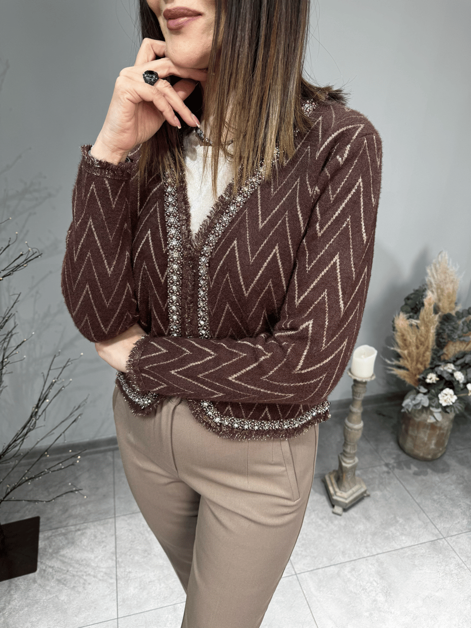 İncili Yerli Angora Hırka Ceket 2739