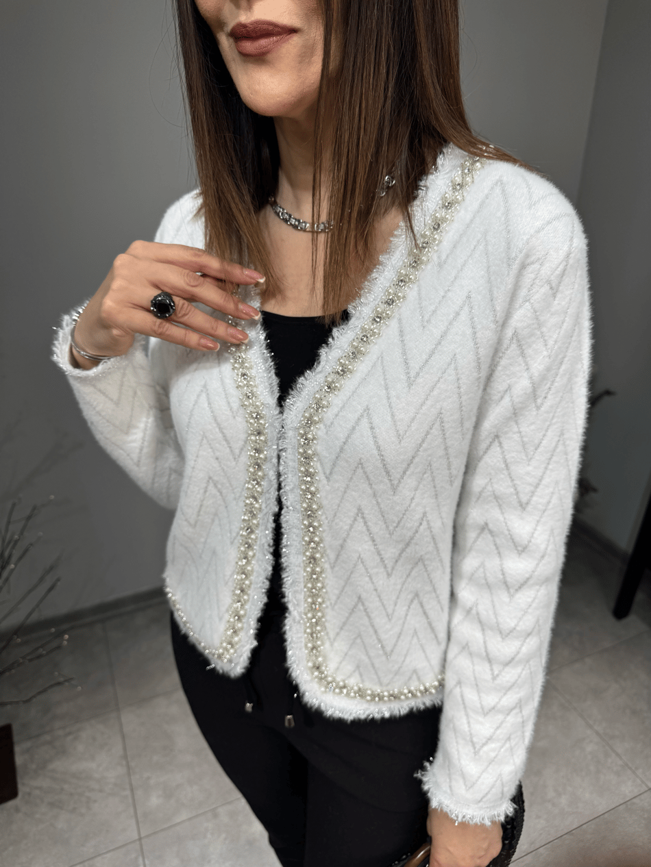 İncili Yerli Angora Hırka Ceket 2739