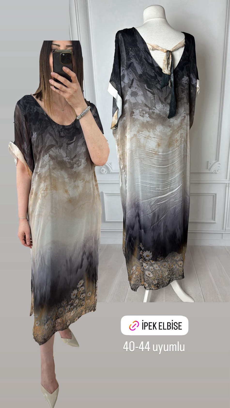 İthal İpek Elbise 8111