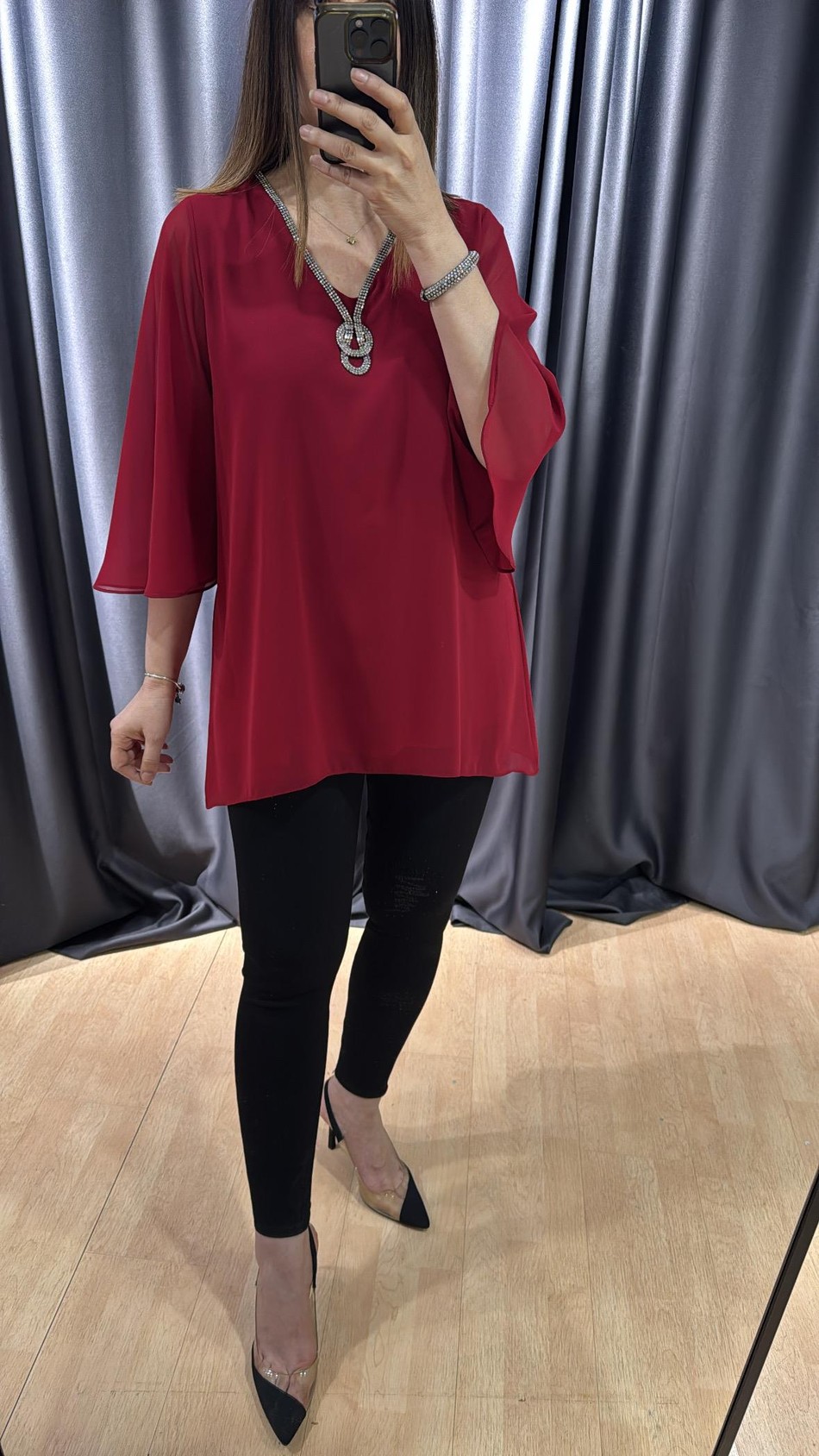 Kolyeli Şifon Bluz 0141